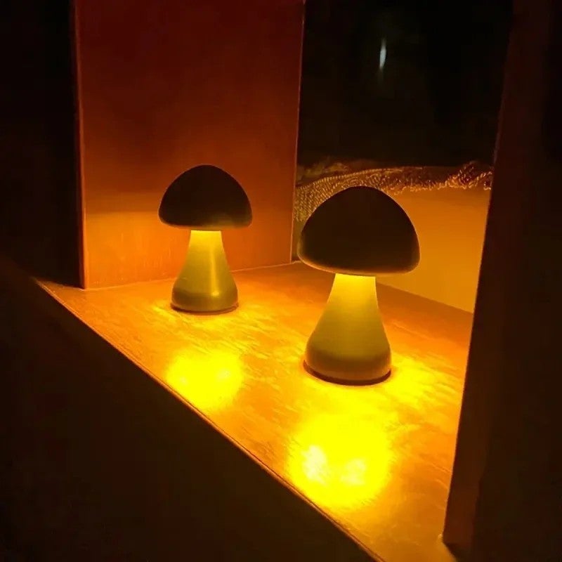 Bluejw Touch Control Mushroom Night Light - Cute Wooden LED Bedside Lamp for Bedroom, Kids Room, Sleep & Decor - Image 5